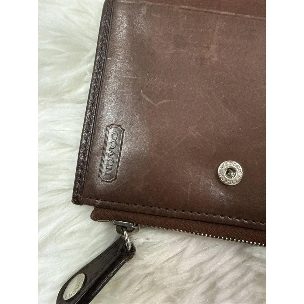 Vintage Coach Brown Glove Tanned Leather Zip Around Bifold Wallet - Picture 7 of 8